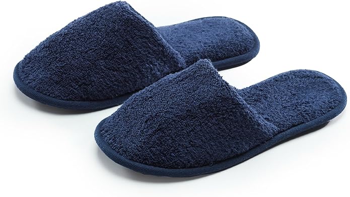 ESKYMODE Men's Cotton Bath Slippers, Terry Cloth Travel Hotel Slippers for Men