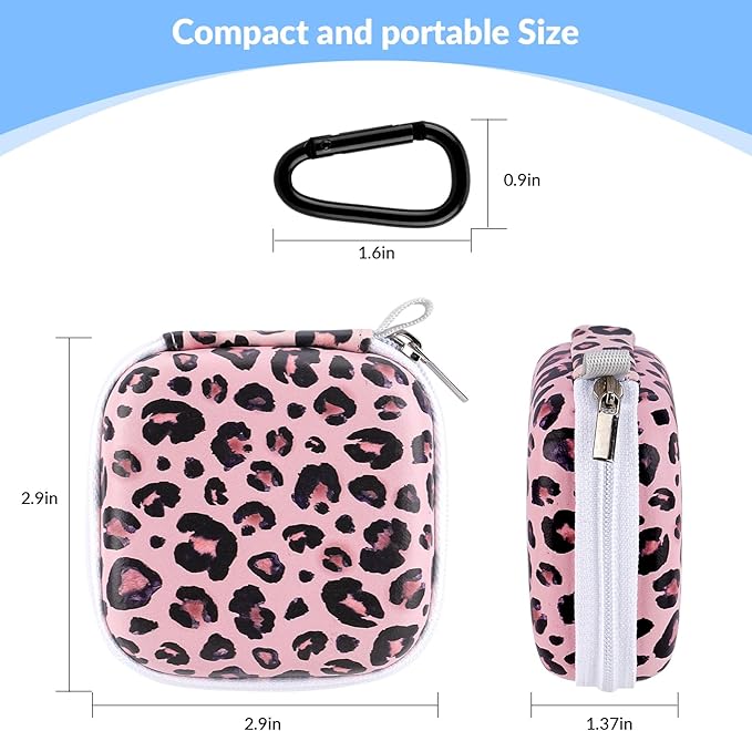 Earbud Case, Personalised Patterned Portable EVA Headphone case Cell Phone Accessories Organizer with Carabiner for Wired/Wireless Earphone, Earbud, Earpieces, SD Memory Card, Camera Chips