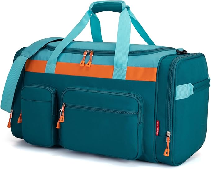 Large Kids Duffle Bag for Travel, Overnight, or Weekender, 22" inch (Teal Blue)