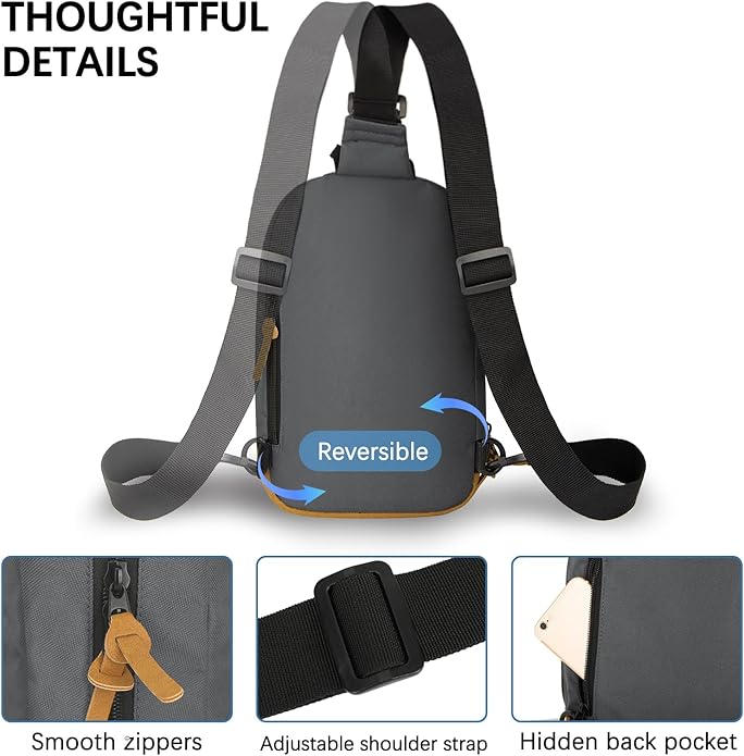 Goloni Sling Bag Crossbody Shoulder Bag for Men Women,Waterproof Lightweight Casual Daypack with Multi-Pockets