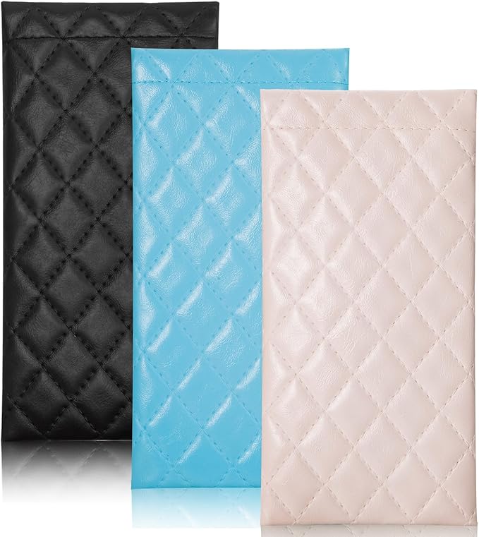 TRIUMPH VISION Squeeze Leather Sunglasses Pouch - 3 Pack Glasses Case Soft Eyeglass Sleeve Pouch Holder