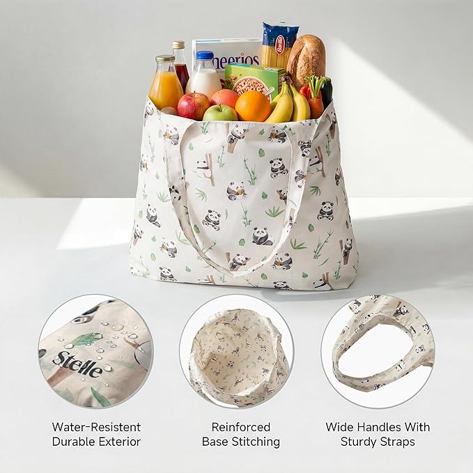 Stelle Lightweight Reusable Grocery Bag with Handles Ripstop Nylon Foldable Tote Shopping Bags for Travel and Groceries