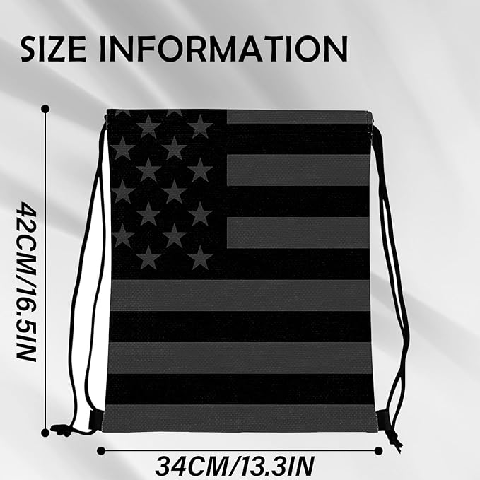 Drawstring Backpack for String Bag Waterproof Cute Sports Beach Swimming Travel (13"×17")-Flag