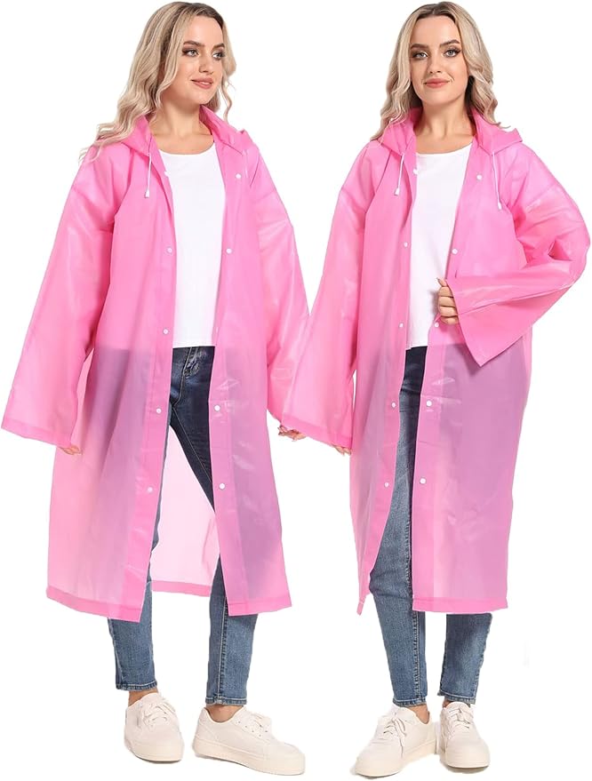 2PCS Rain Ponchos for Adults Reusable Rain Coats for Adults Rain Jackets Raincoats for Men Women