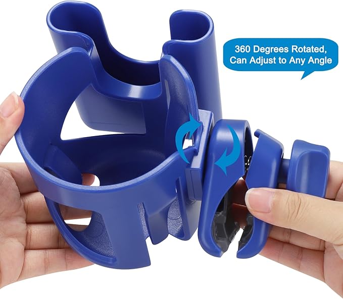 Accmor Stroller Cup Holder with Phone Holder, Universal Cup Holder for Walker Wheelchair Bike, 360° Rotatable Stroller Cup Holder Attachment Accessories for Walker, Wheelchair, Scooter