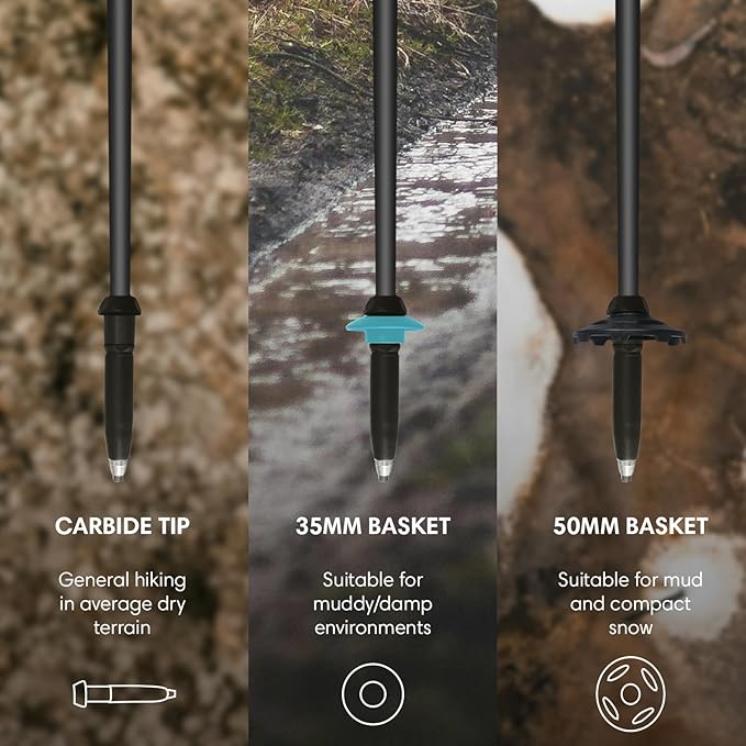 Fizan Ultrax Trekking Poles – Ultralight, Backpacking, Bikepacking, Hiking Trails, Collapsible to 14.5 in, Aluminum or Carbon Fiber