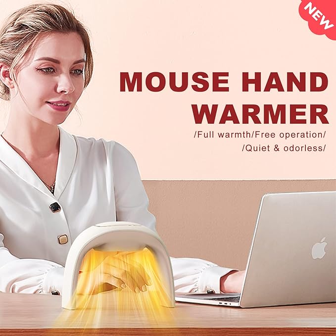 Heated Mouse Pad Hand Warmer Super Quiet, 110v 100w Desk Mouse Pad Hand Warmer, Personal Desk Heater Energy Efficient Ceramic Office with Thermostat Low Wattage - White