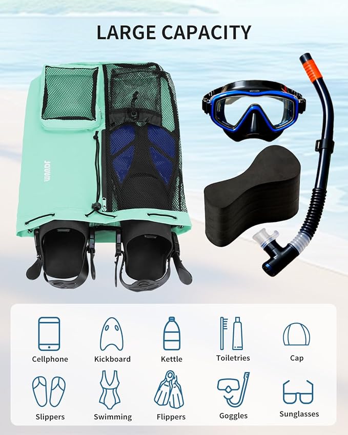 WANDF Swim Bag Mesh Drawstring Backpack with Wet Pocket for Swimming, Gym, and Workout Gear