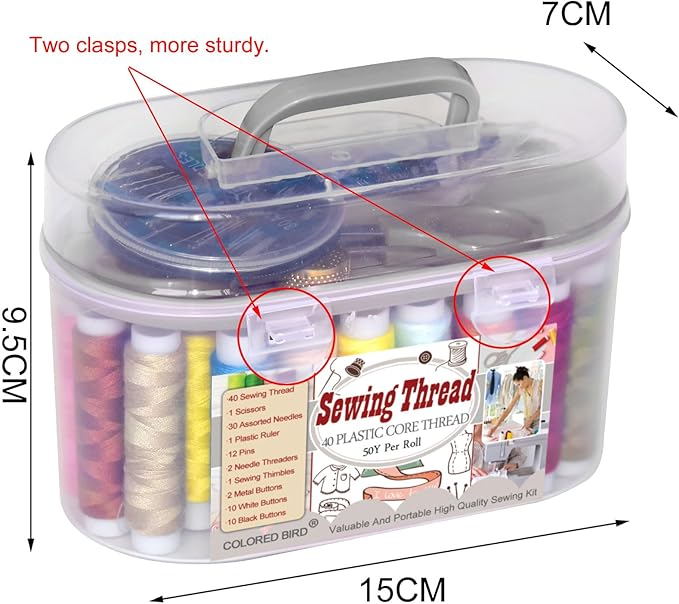 40 Spools of Sewing Thread,Gift Box Portable Basic Sewing Repair Kits (Grey)