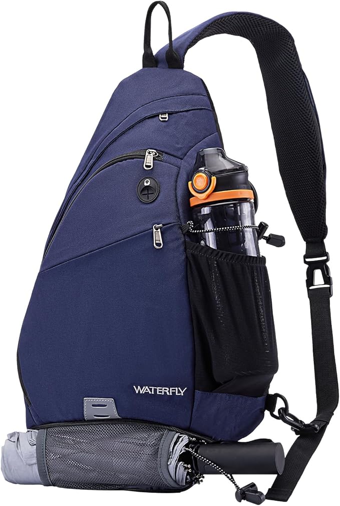 WATERFLY Sling Bag Sling Backpack Small Crossbody Shoulder Bag for Men Women Traveling Cycling Hiking Daypack