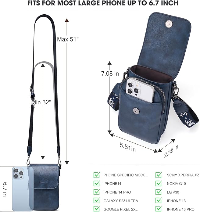 POIUGOYA Crossbody Bags for Women,Small Crossbody Purse with Triple Compartments,Cell Phone Wallet with Card Slots for Travel | Small