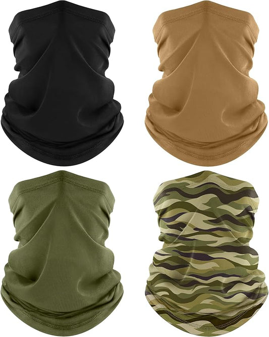 ROXUN 4 Pack Neck Gaiter, Cooling Breathable Face Mask UV Protection Scarf Hiking Bandana for Men/Women