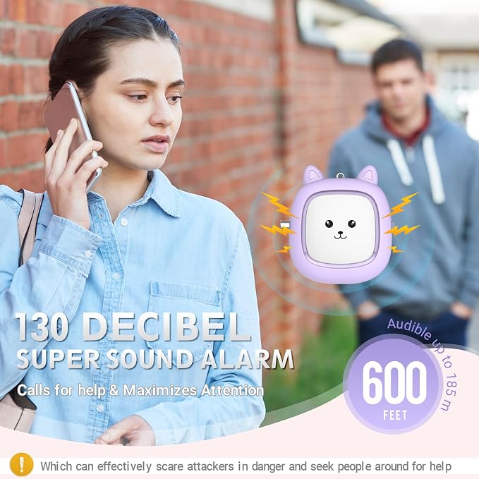 Safe Sound Personal Alarm, 130 dB Loud Siren Song Emergency Security Alarm Keychain with LED Light, Personal Sound Safety Siren for Women, Men, Children, Elderly(Purple)