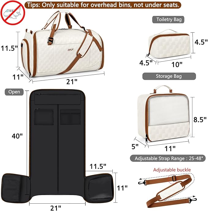 Convertible Garment Bags for Travel - Carry on Garment Duffle Bag with Backpack Straps for Men Women, 4 in 1 Large Travel Duffel Bags with Shoes Compartment Hanging Suit Dress Weekender Bag 3pcs Set