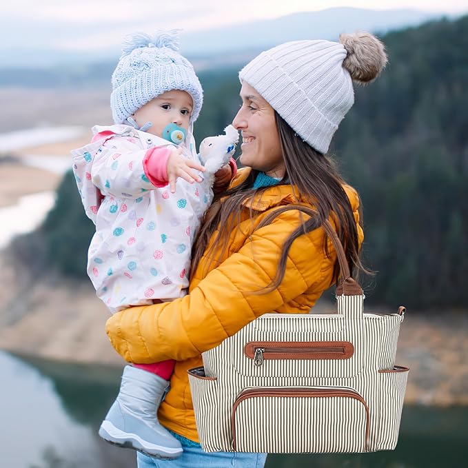 Moclever 8pc Diaper Tote Set, Baby Essentials with Multifunctional Diaper Bags, Bottle & Mesh Bag