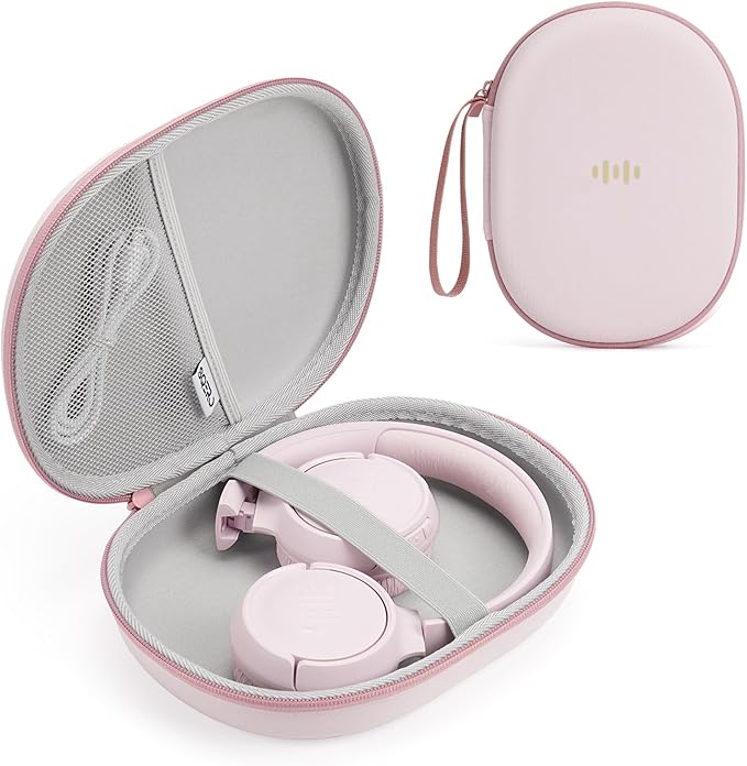 Headphone Case Hard Shell for JBL Tune 520BT/510BT/500BT/720BT/Bose/Soundcore Anker/BERIBES/KVIDIO/TOZO/JLab, Ultra-Slim Over-Ear Headset Universal Portable Travel Organizer Bag (Pink)
