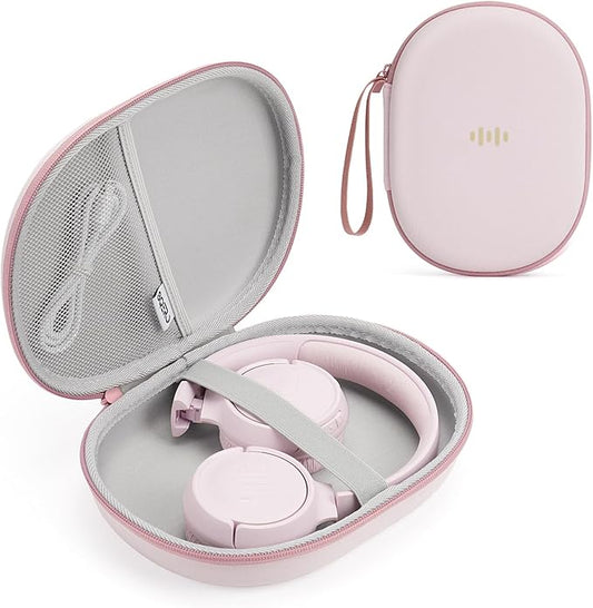 Headphone Case Hard Shell for JBL Tune 520BT/510BT/500BT/720BT/Bose/Soundcore Anker/BERIBES/KVIDIO/TOZO/JLab, Ultra-Slim Over-Ear Headset Universal Portable Travel Organizer Bag (Pink)
