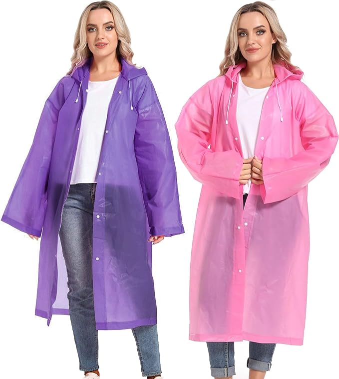 Rain Ponchos for Adults Reusable Raincoats Survival Heavy Duty Military Impermeable 2 Packs Rain Coat…