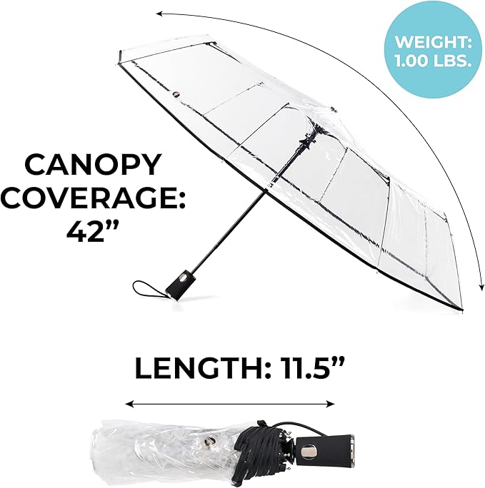 Totes Compact Auto Open Folding Umbrella with Enhanced Visibility