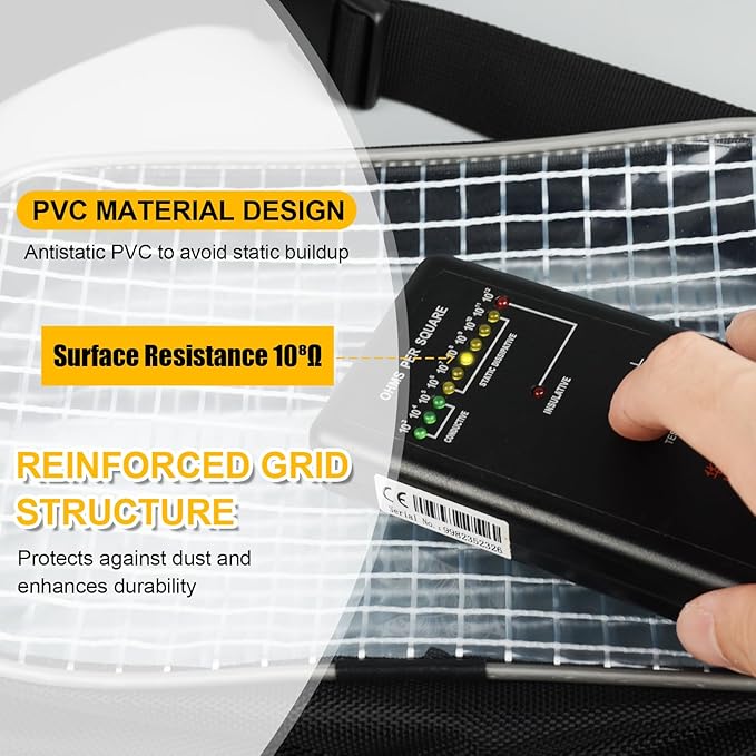 9.8 Inch Fanny Pack Tool Bag -Transparent & Anti-static Cleanroom Waist Pack Belt Bag for Work and Travel（fabric shoulder straps）