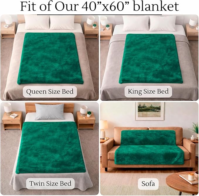 Waterproof Blanket for Bed Intimacy (40" x 60" Small), Reversible Fleece | Sherpa Throw, Water Proof Blanket TPU Stain Proof Couch Furniture Cover Large Dog Bed Winter Protector - Green