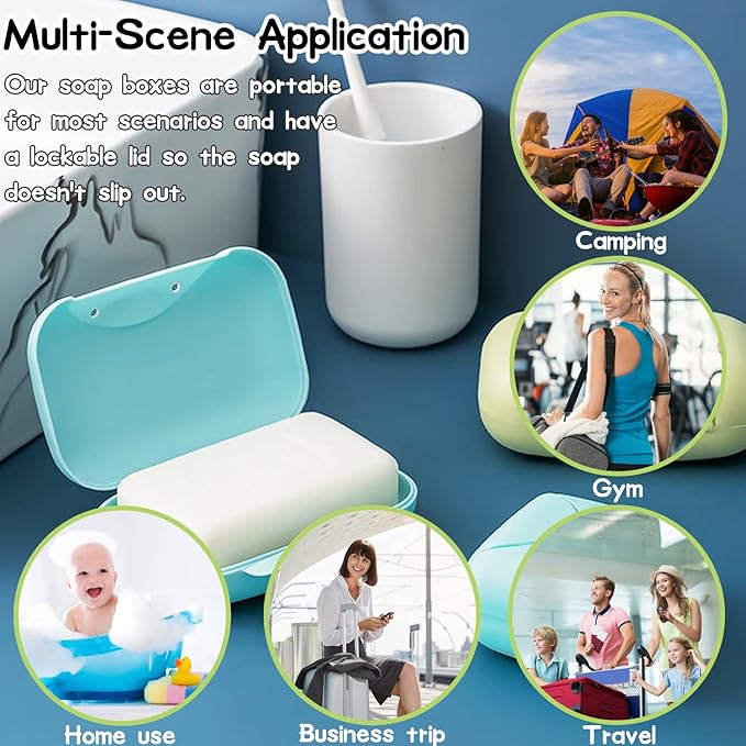 10 PCS Soap Box Holder,Plastic Travel Soap Dish,Portable Leak Proof Soap Case Container for Bathroom,Camping,Gym,Business Trip,10 Colors