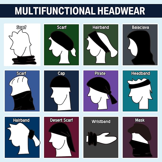 Jiuguva 26 Pcs Neck Gaiter Men Face Mask Headband Boho Head Wrap Headwear Bulk Hiking Seamless Neck Scarf Skull Bandana Women