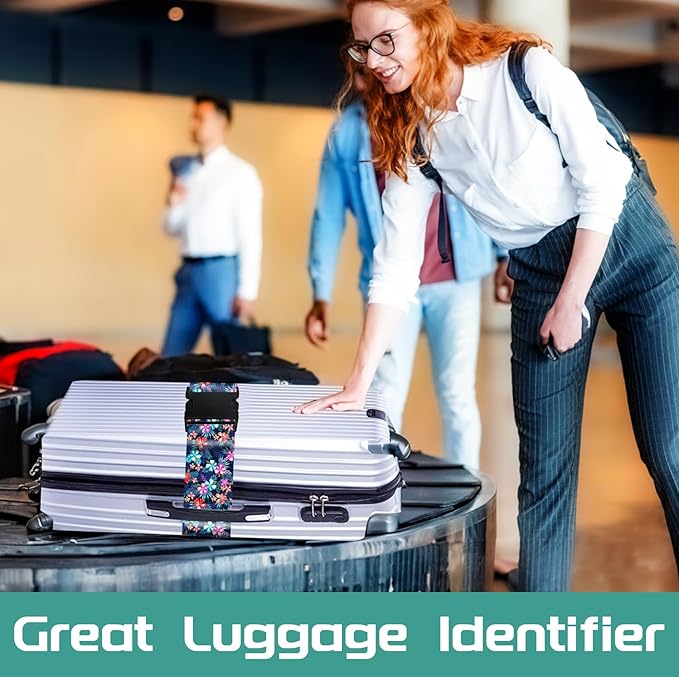 Slohif Luggage Straps for Suitcases Travel Belt Accessories Luggage Connector Identifiers 2 Pack Over Handle with Buckle Unique Nylon Adjustable Strap for Sleeping Bag Car Seat Floral