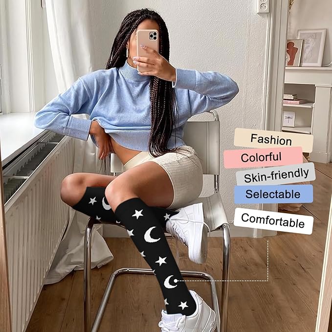 4 Pairs Compression Socks for Women Circulation-Best Support for Nurses,Running,Athletic,Travel