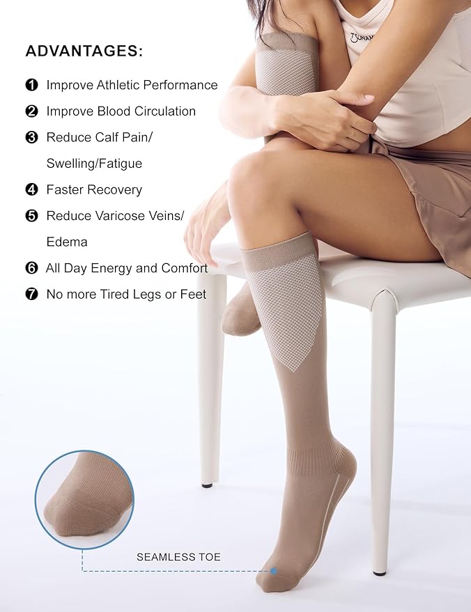 FITRELL 3 Pairs Compression Socks for Women and Men 20-30mmHg-Circulation Support Socks