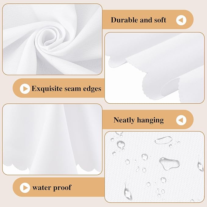 Oudain 2 Pcs Small Tablecloth Washable Fabric Folding TV Tray Table Cloth Polyester Solid Color Nightstand Cover for Bedside Table Side Outdoor Indoor (White,24 x 36 Inch,Lace Edge)