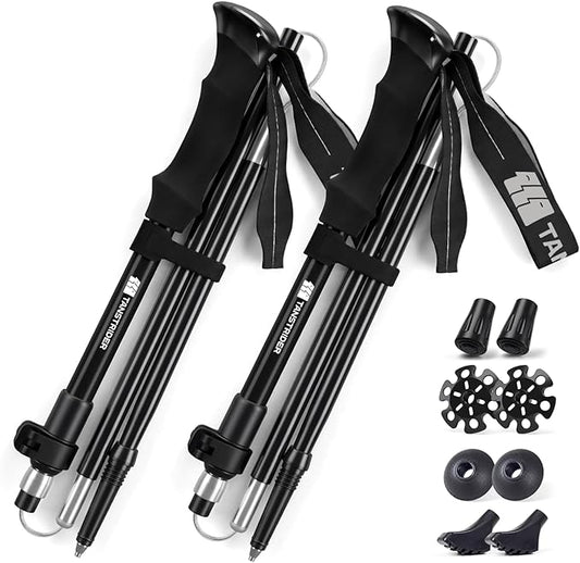 Trekking Poles for Hiking - Collapsible Lightweight 7075 Aluminum Hiking Sticks, 43-53 Inch Adjustable Tri-Fold Walking Poles with Anti-Slip EVA Grip for Men and Women
