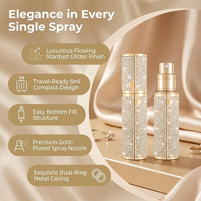 Travel Perfume Bottle Refillable,5ml Atomizer Travel Size,Leak-Proof TSA Perfume Travel Bottle,Valentine's Day Gift Perfume Travel Refillable Mini Spray Bottles