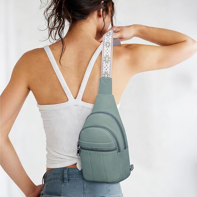 Small Sling Bag for Women, Puffer Crossbody Bag Anti Theft Travel RFID Purses Fanny Packs for Travel Hiking