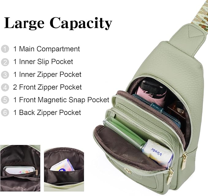 GAEKEAO Sling Bag Crossbody Bags for Women Vegan Leather Fanny Pack Chest Travel Anti Theft Purse Shoulder Bag handbags Gifts