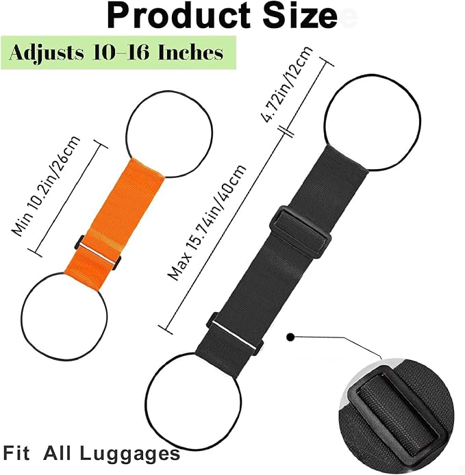 Multi-Use Strong Adjustable Luggage Connector Straps,Flexible and Adjustable Elastic Fastening Belt for Luggage Strap,Luggage Connector Straps for Suitcases Travels Accessories,2 Pack (Black)