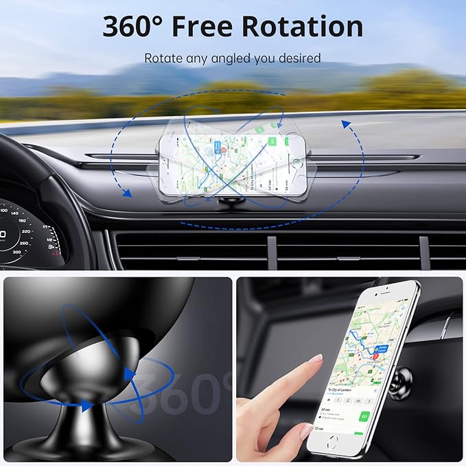 SYNCWIRE Magnetic Car Phone Holder for Dashboard, 360° Adjustable Strong Magnets Cell Phone Car Mount Compatible with iPhone, Samsung, Android etc.