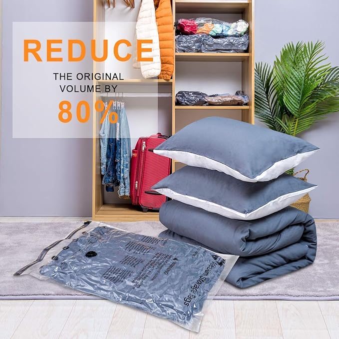GONGSHI Vacuum Storage Bags, Space Saver Seal Bags For Clothing, Travel Luggage,Blankets, Comforters, Pillows, Clothes Storage.5 Large 5 Medium