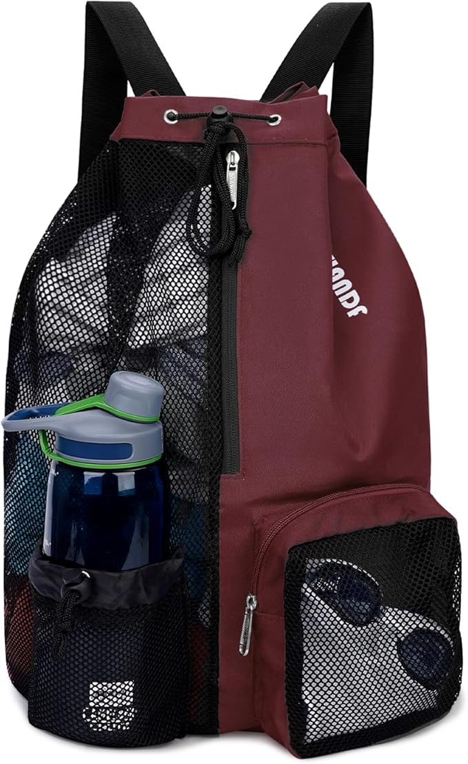 WANDF Swim Bag Mesh Drawstring Backpack with Wet Pocket for Swimming, Gym, and Workout Gear