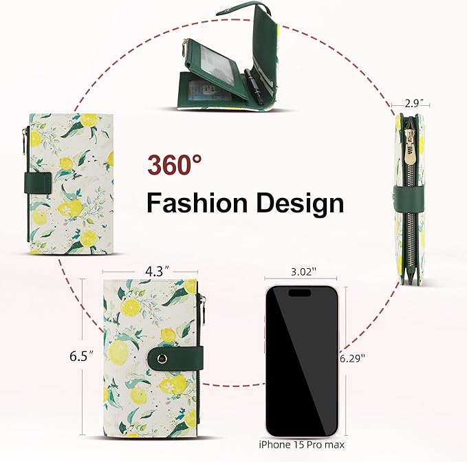 yiijay Womens Wallet RFID Blocking Vegan Leather Trifold Clutch Credit Card Holder Ladies Travel Wallet Purse with Pen Holder
