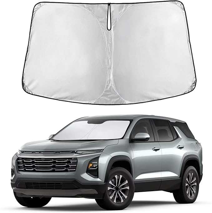 Autovir Windshield Sun Shade Fit for 2025 2026 Chevrolet Equinox Sunshade, Front Car Window Shades Sun Visor, Blocks UV Rays & Heat, Car Accessories