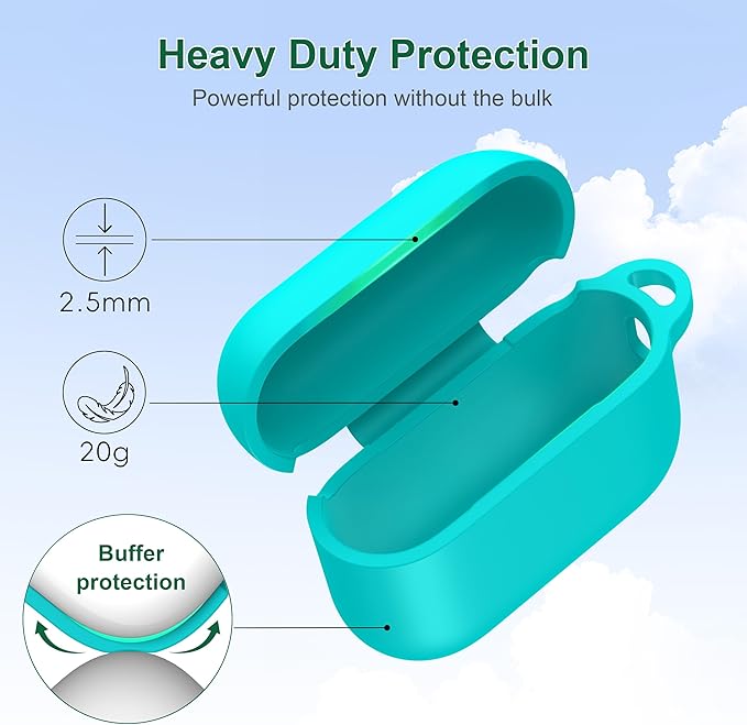 R-fun for AirPods Pro 3 Case (2025), Soft Silicone Protective Case Cover Compatible with Apple AirPods Pro 3rd Generation (USB-C Cable) for Women Men with Cleaning Kit and Keychain, Teal