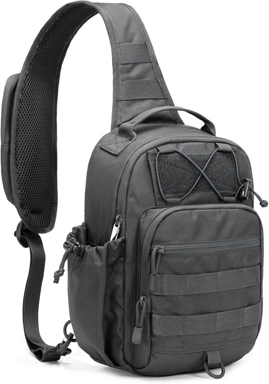 HALOVIE Anti-theft Tactical Sling Bag RFID Darkgray Military Shoulder Bag with Phone Pack EDC Molle Crossbody Bag for men