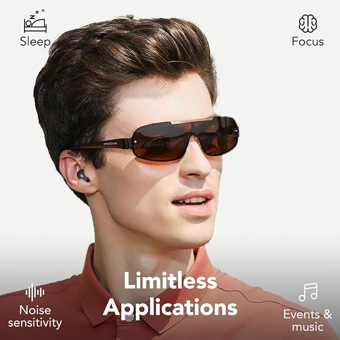 Ear Plugs for Sleeping Noise Cancelling, 45dB Soft Earplugs for Concert, Reusable Ear Plugs for Noise Reduction with Case & 8 Eartips, for Sleeping, Concert, Working, Studying, Traveling (Deep Black)