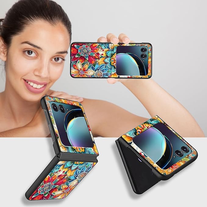 for Motorola Razr 2025 Case,for Moto Razr 60 Phone Case Cute Slim Hard PC Ultra-Thin Anti-Scratches Shockproof Protective Phone Cover,Colorful Flower