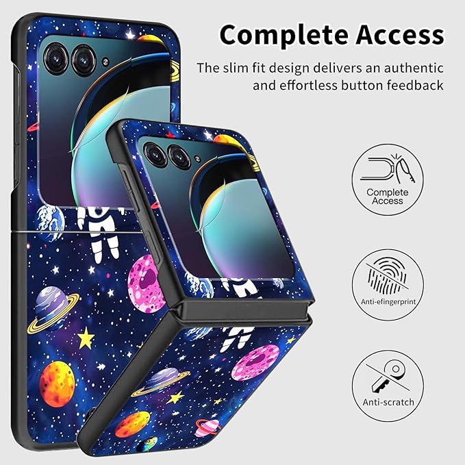 for Motorola Razr 2025 Case,for Moto Razr 60 Phone Case Cute Slim Hard PC Ultra-Thin Anti-Scratches Shockproof Protective Phone Cover,Astronaut Space Planet