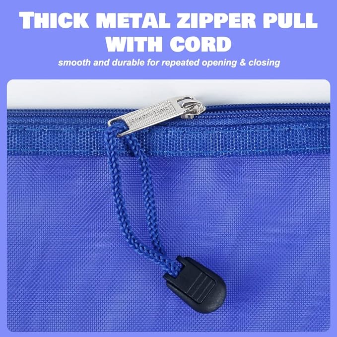 HRX Package Nylon Mesh Cosmetic Bags with Zipper, 6pcs Royal Blue Makeup Pouches Organizer Case for Travel Purse Diaper Bag