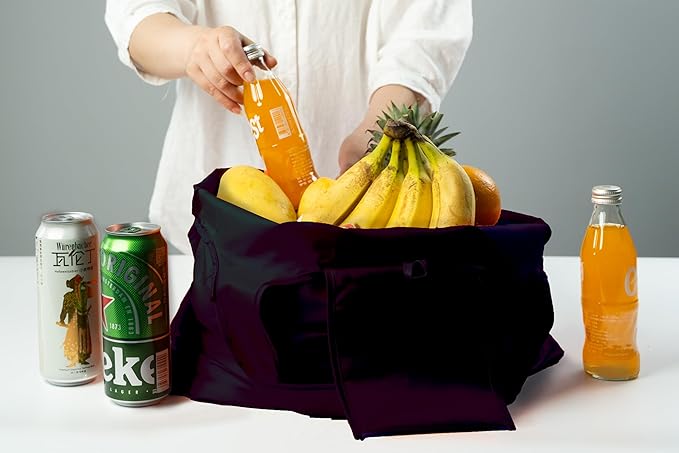 Foldable Reusable Grocery Bags – Heavy Duty 6 Pack with Handles | XL Tote for Women & Men, Market, Travel, Storage