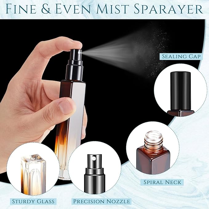 Domensi 60 Pcs 10/15/20/30 ml Perfume Travel Refillable Glass Bottles Spray Bottle Perfume Atomizer for Cologne Dispenser Leak-proof Fragrance Bottles Atomizer Pump Kit (10 ml,Assorted Colors)