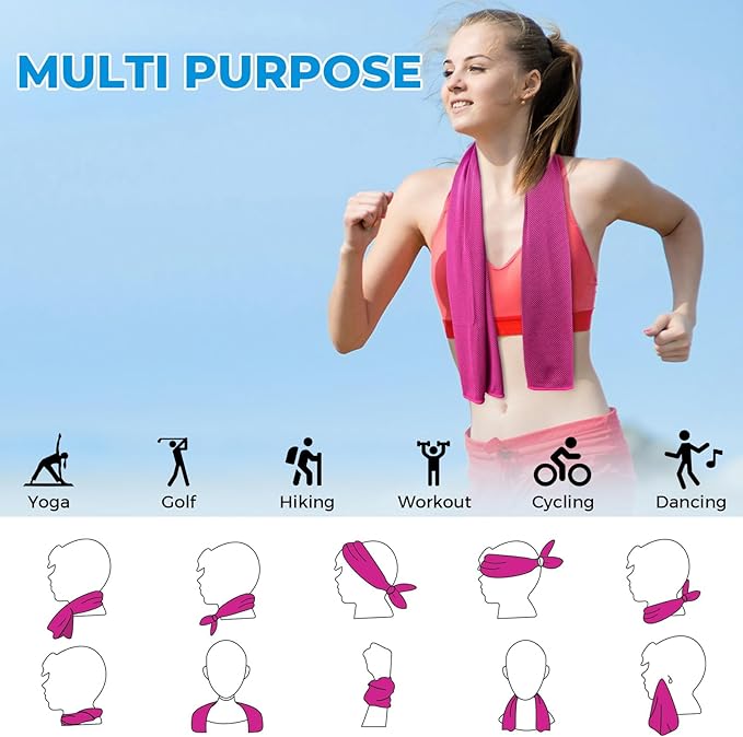 Cooling Towels (40"x12"), Cooling Towels for Neck and Face, Microfiber Ice Towel Cool Towel for Yoga, Golf, Sports, Gym, Workout, Camping, Fitness, Outdoor & More Activities
